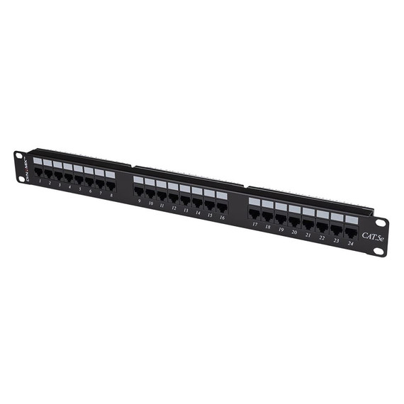 DYNAMIX 24 Port 19'' Cat5e UTP Patch Panel, T568A & T568B Wiring. 1RU. 110x Terminations.