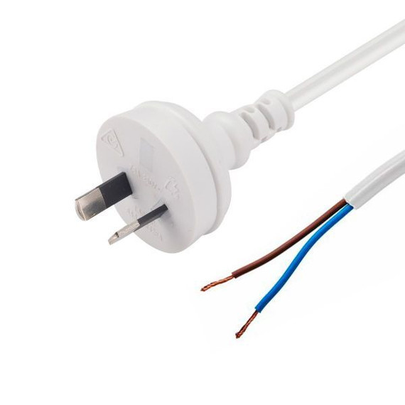 DYNAMIX 2M 2-Pin Plug to Bare End, 2 Core 0.75mm Cable, White Colour, SAA Approved