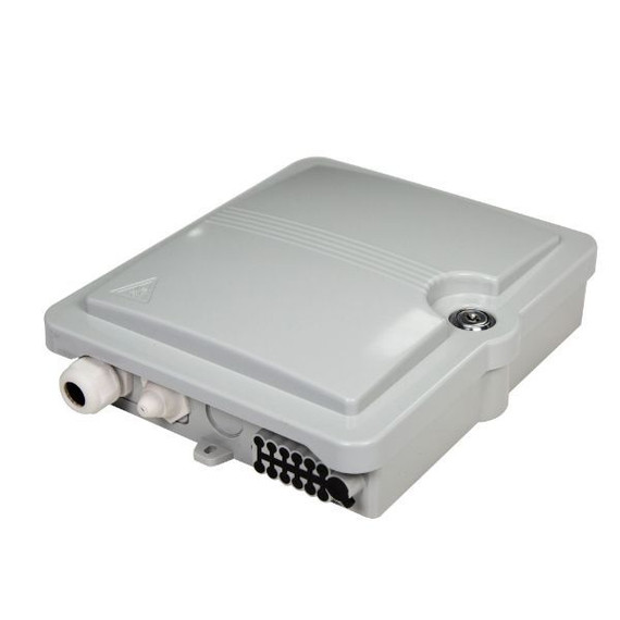 DYNAMIX Lockable Indoor/Outdoor Fibre Termination Box. 12x position 12x Splice, SC Simplex/LC Duplex, IP56, UV Resistant