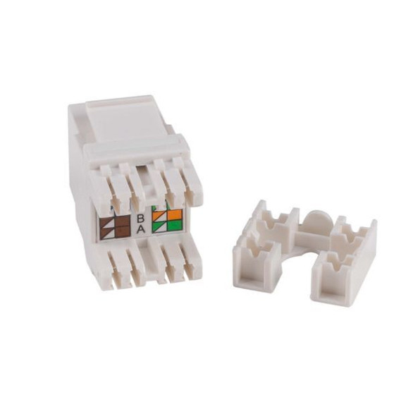 DYNAMIX Cat5e Keystone RJ45 Jack for 110 Face Plate. T568A/T568B Wiring, 180, White colour. Recommended for use with RJ45 plugs only.