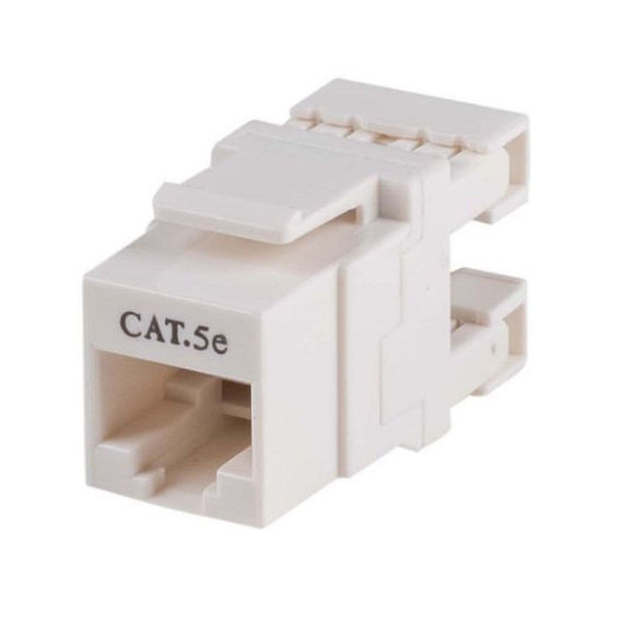 DYNAMIX Cat5e Keystone RJ45 Jack for 110 Face Plate. T568A/T568B Wiring, 180, White colour. Recommended for use with RJ45 plugs only.