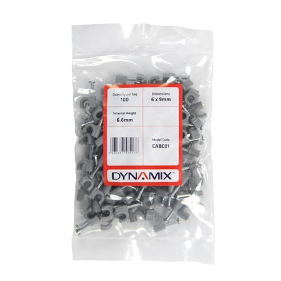 DYNAMIX Cable Clip (Bags of 100pcs Width: 6mm, Height: 9mm, Internal Height: 6.6mm. Outdoor Rated DYNAMIX Cable Clip (Bags of 100pcs Width: 6mm, Height: 9mm, Internal Height: 6.6mm. Outdoor Rated