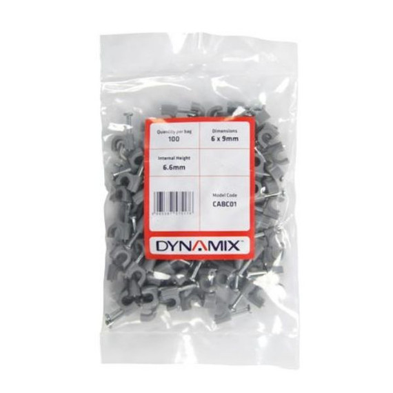 DYNAMIX Cable Clip (Bags of 100pcs Width: 6mm, Height: 9mm, Internal Height: 6.6mm. Outdoor Rated