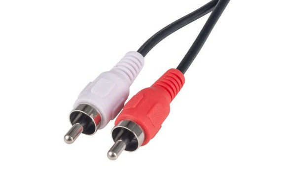 DYNAMIX 2m RCA Audio Cable 2 RCA to 2 RCA Plugs, 30AWG, Coloured Red & White.