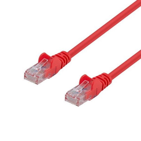 DYNAMIX 2m Cat6 Red UTP Patch Lead (T568A Specification) 250MHz 24AWG Slimline Snagless Moulding with Unshielded Gold Plate Connector.