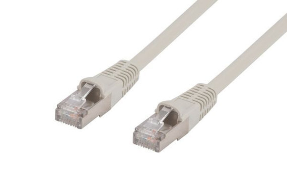 DYNAMIX 20m Cat6  Beige STP Patch Lead (T568A Specification) 26AWG Slimline Snagless Moulding. Shielded RJ45 with Plate Connectors