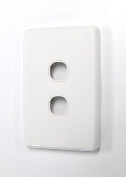 AMDEX Switch Plate ONLY. 2 Gang WPC Series Wall Face Full Cover Plate. (Accepts Clipsal Style Mechs)