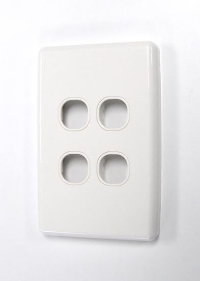 AMDEX Switch Plate ONLY. 4 Gang WPC Series Wall Face Full Cover Plate. (Accepts Clipsal Style Mechs)