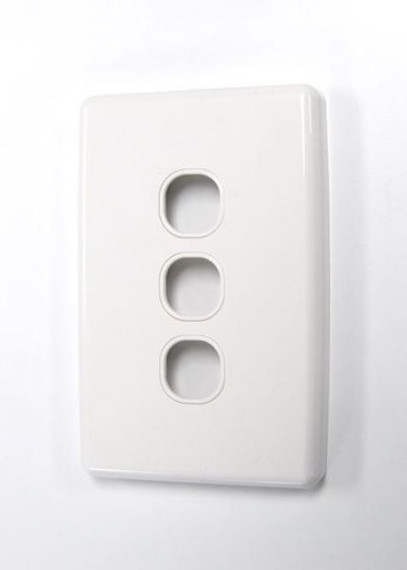 AMDEX Switch Plate ONLY. 3 Gang WPC Series Wall Face Full Cover Plate. (Accepts Clipsal Style Mechs)