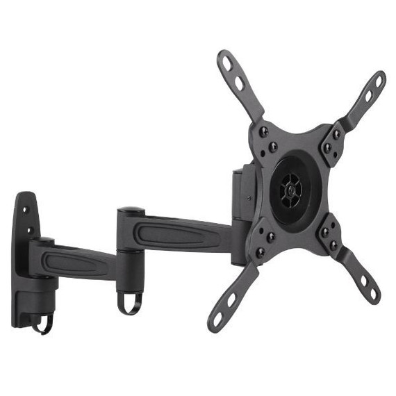 BRATECK 13"-42" Anti-Theft Full- Motion Monitor/TV Wall Mount. Anti- Theft Locking Hole for Additional Security (Padlock Required). Max VESA 200x200. Max Load 20kgs. Max Arm Extension 417mm. Black Colour. LCD-141C