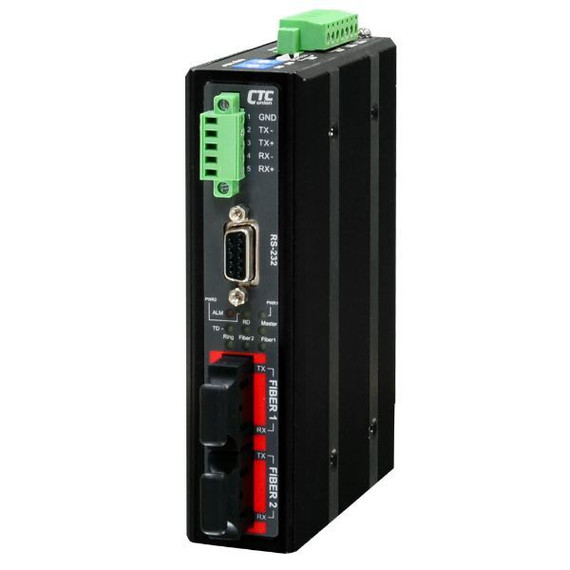 CTC UNION Serial To Fibre Daisy Chain Media Converter. 2km. Serial RS485/422/232 to SC/ST fibre 2km. TX1310nm/RX1550nm. -10C ~60C. Power consumption 12V/11W.