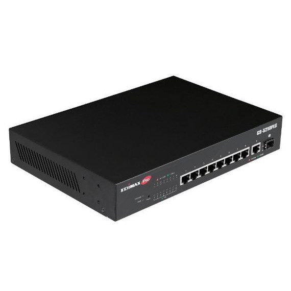 EDIMAX 10-Port Gigabit PoE+ Web Smart Switch with 1x SFP Port. Supports PoE+ up to 30W. Long Range PoE up to 200m. Powered Device Auto Detection. Supports 20Gbps Switching Capacity. Rack Mount