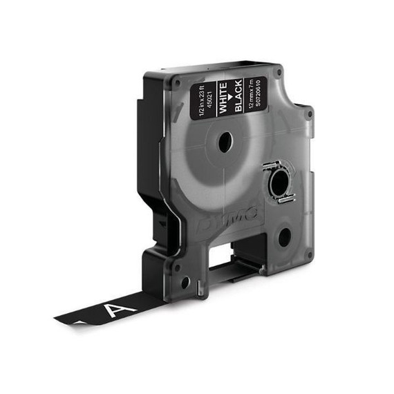 DYMO Genuine D1 Label Cassette Tape 12mm x 7M - White on Black Suitable for the Label  Manager and LabelWriter Duo label makers