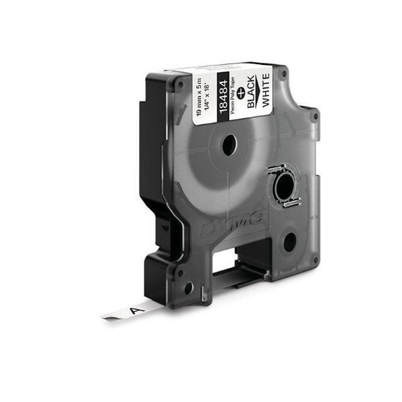 DYMO Genuine Rhino Industrial Labels -Permanent Polyester 19mm - Black on White.For labeling panels - blocks - faceplates - shelves - bins - beams &more. RoHS compliant. Temperature Rating -40C to +150C.