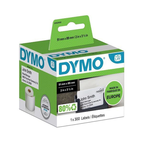 DYMO Genuine LabelWriter Name Badge Cards - 51mm x 89mm Non Adhesive - Compatible with DYMO LabelWriter 450 Series and 4XL label makers.