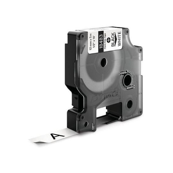 DYMO Genuine Rhino Industrial Labels-Permanent Polyester 12mm - Black on White.For labeling panels - blocks - faceplates - shelves - bins - beams &more. RoHS compliant. Temperature Rating -40C to +150C.