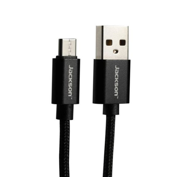 JACKSON 1.5m USB-A to USB-C Sync & Charge Cable. Braided Cable Provides Extra Durability - Black Colour.