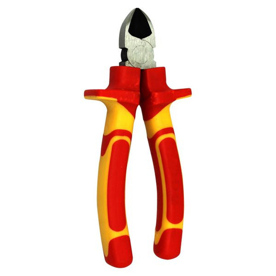 GOLDTOOL 150mm Insulated Diagonal Cutting Pliers. Large Shoulders to Protect Against Live Contacts. Rubber Easy Grip Handles for Greater Comfort. Red/Yellow Colour