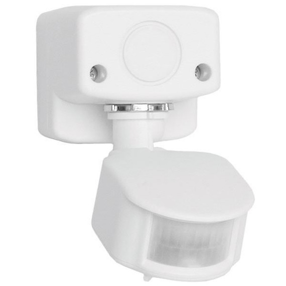 HOUSEWATCH IP44 Surface Mount Outdoor Infrared Motion Sensor 120 Degree Sensor with Adjustable Time - Distance & Lux. 12V DC/AC Input. Wall/Ceiling Mount. Includes S/S Screws. White.