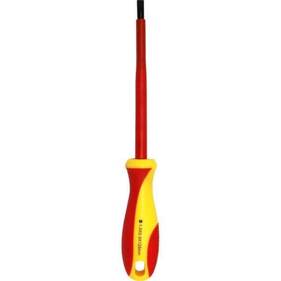 GOLDTOOL 125mm Electrical Insulated VDE Screwdriver. Tested to 1000 Volts AC. (1*5.5*125mm). Yellow/Red Colour Handle