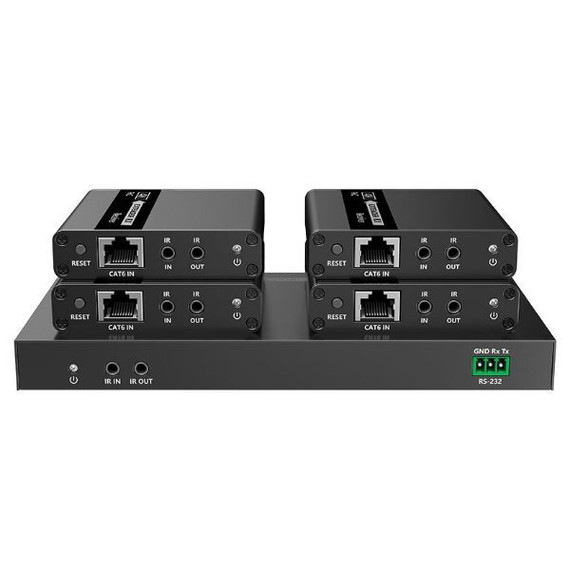 LENKENG 1-In-4-Out 4K@30Hz HDMI Extender. 1x HDMI in & 4x RJ45 out. Compatible with CAT6/6a/7 Cables - Transmit up to 70m - Plug & Play - Wall-mountable - Supports EDID -