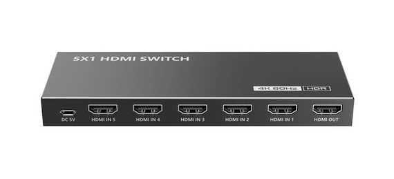 LENKENG 4K 5-In-1-Out HDMI HDR Switch. Support 12 bit full HD video - 3D video and 4K x 2K@30/60Hz ultra HD video. Compatible with HDMI 1.4 - HDMI 2.0 & HDCP 1.4 - HDCP 2.2. Includes Remote Control.