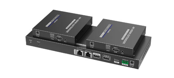 LENKENG 1-In-2-Out 4K@60Hz HDMI Extender. 1x HDMI in & 2x RJ45 out. Compatible with CAT6/6a/7 Cables - Transmit up to 70m - Plug & Play - Wall-mountable - Supports EDID - Includes 1x Transmitter & 2x Rx.