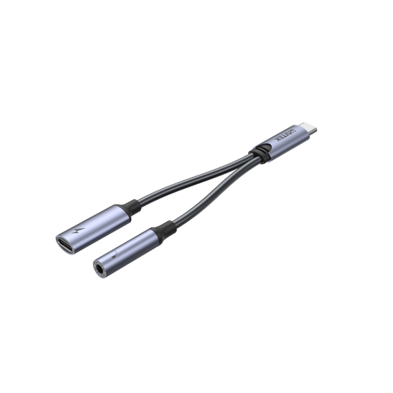UNITEK 2-in-1 USB-C to 3.5mm Audio Jack & USB-C Charging Connector. Supports up to 60W Fast Charging. Supports High-res Audio: DAC: 48KHz /16bit. Spilt your USB-C Port into 3.5mm Audio Jack & Charger. M205A
