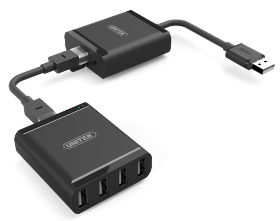 UNITEK 4-Port USB-A Extender Over Cat5e/6/7 Network Cable. Extend up to 60m. Easy Plug & Play. Includes Both Tx & Rx Units. Rx Includes 4x USB-A, 1x RJ45 In Ports. Tx = 1x USB-A, 1x RJ45 Out. Y-2516