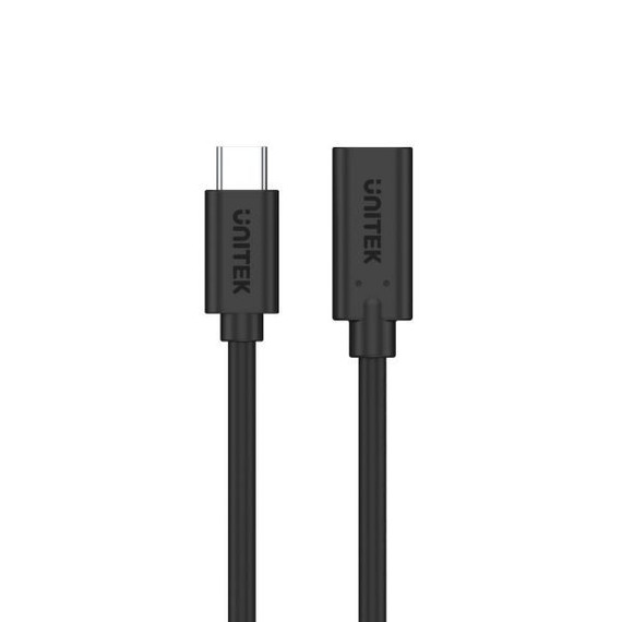 UNITEK 0.5m USB 3.1 USB-C Male to USB-C Female Extension Cable. Supports Data Transfer Speed up to 10Gbps. Reversible USB-C Connector. Supports Power Deliver - Sync & Charge. Black Colour.