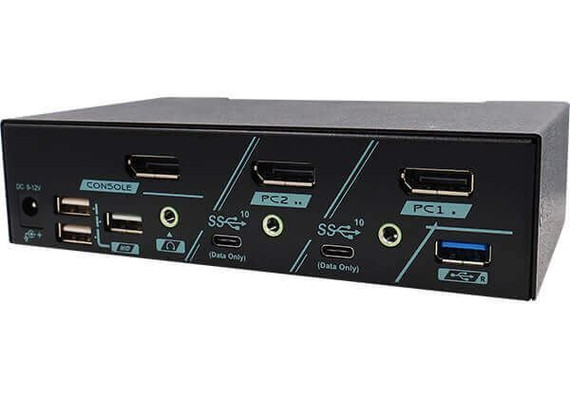 REXTRON 2-Port USB-C KVM Switch. 4K@144 DisplayPort - USB-C 3.2 Gen 2 - Audio Switching - Hotkey Control - HDR10 Support - HDCP 2.2 & HDCP 1.4 - Plug-&-Play - Supports MST.