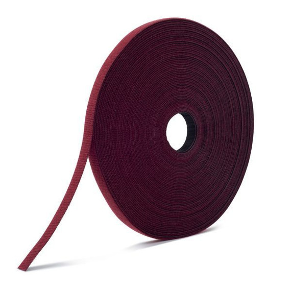 VELCRO ONE-WRAP 12.5mm Continuous 22.8m Fire Retardant Cable Roll. Custom Cut to Length. Self-Engaging Reusable & Infinitely Adjustable. Easy Cable Management. Cranberry Colour