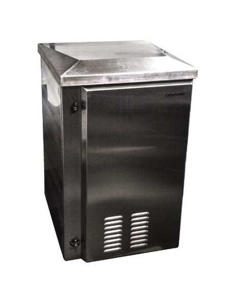 DYNAMIX 24RU Stainless Vented Outdoor Wall Mount Cabinet (611 x 625 x 1190mm). SUS316 Stainless Steel Construction. IP45 rated. Supplied with dual extractor fans & input/output air filters.