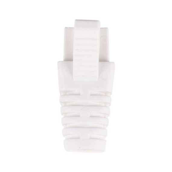 DYNAMIX WHITE RJ45 Strain Relief Boot - Slimline with Clip Protector (6.0 mm Outside Diameter) 20pk Bag