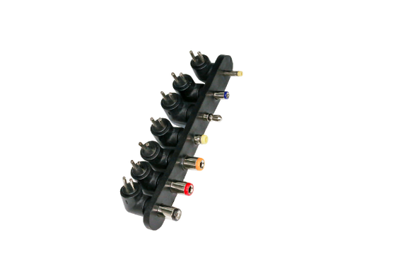 DYNAMIX 2.5A Switch Mode Power Adapter 3/5/6/7.5/ 9/12V DC. Includes 7x Interchangeable Power Connectors. 1.2m Cable.