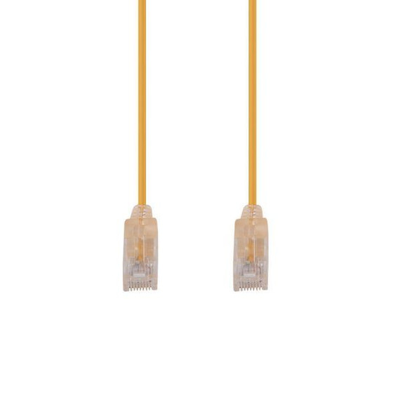 DYNAMIX 3m Cat6A 10G Yellow Ultra-Slim Component Level UTP Patch Lead (30AWG) with RJ45 Unshielded Gold Plated Connectors. Supports PoE IEEE 802.3af (15.4W).