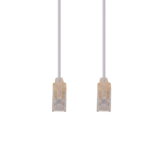 DYNAMIX 0.5m Cat6A 10G White Ultra-Slim Component Level UTP Patch Lead (30AWG) with RJ45 Unshielded Gold Plated Connectors. Supports PoE IEEE 802.3af (15.4W).