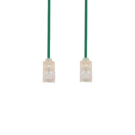 DYNAMIX 0.5m Cat6A 10G Green Ultra-Slim Component Level UTP Patch Lead (30AWG) with RJ45 Unshielded Gold Plated Connectors. Supports PoE IEEE 802.3af (15.4W).