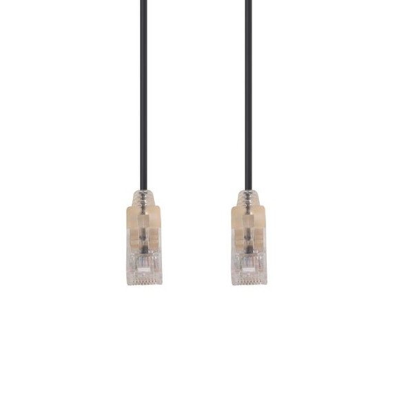 DYNAMIX 0.5m Cat6A 10G Black Ultra-Slim Component Level UTP Patch Lead (30AWG) with RJ45 Unshielded Gold Plated Connectors. Supports PoE IEEE 802.3af (15.4W).
