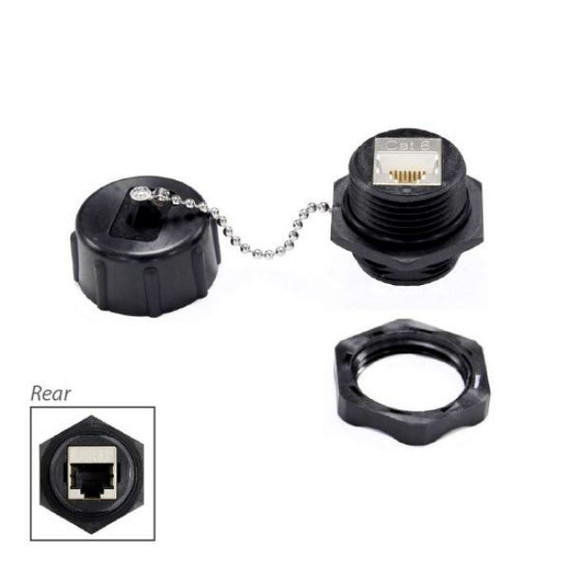 DYNAMIX IP67 Rated Cat6 Shielded Joiner with Dust Cap.