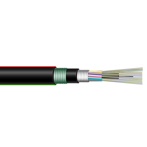 DYNAMIX 500m OM3 24 Core Multimode Fibre Cable Roll. Outdoor Armoured Direct burial. Black PE Jacket ** Brought into order only