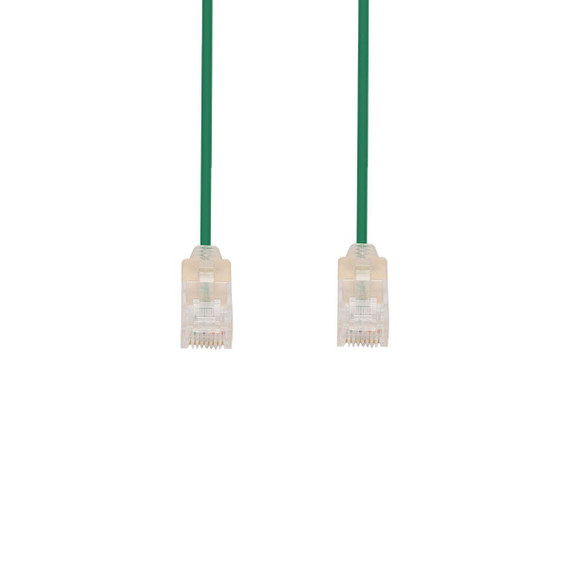 DYNAMIX 1.25m Cat6A 10G Green Ultra-Slim Component Level UTP Patch Lead (30AWG) with RJ45 Unshielded Gold Plated Connectors. Supports PoE IEEE 802.3af (15.4W).