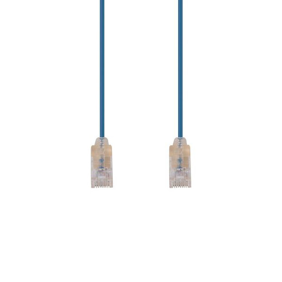 DYNAMIX 2.5m Cat6A 10G Blue Ultra-Slim Component Level UTP Patch Lead (30AWG) with RJ45 Unshielded Gold Plated Connectors. Supports PoE IEEE 802.3af (15.4W).