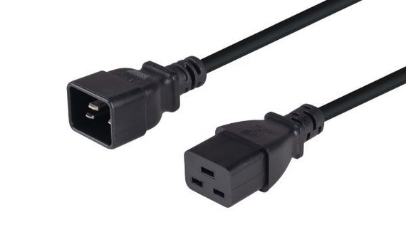 DYNAMIX 2M IEC 16A Power Extension Cord. (C20 Plug to C19 Socket) 1.5mm. BLACK COLOUR