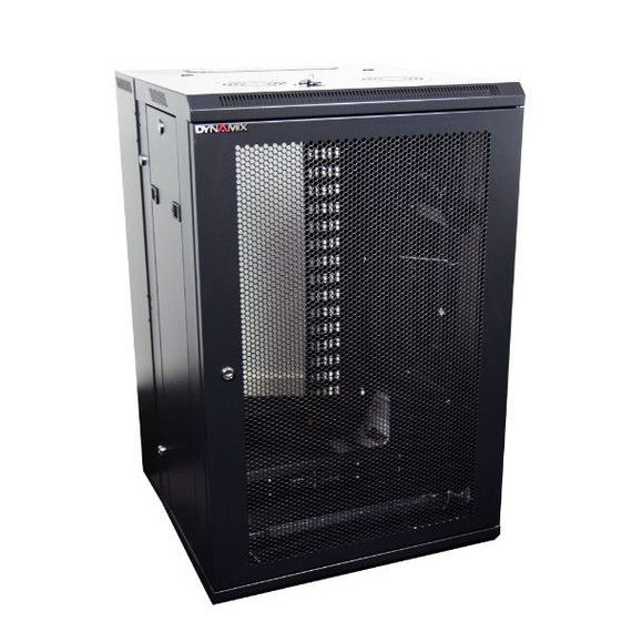 DYNAMIX 24RU 600mm Deep Universal Swing Wall Mount Cabinet. 200mm Removable Backmount. Supplied with 2 x Rear Vertical Cable Trays, 6 way PDU and 10 cage nuts. Mesh