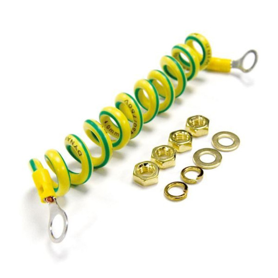 DYNAMIX 1 Piece Earth Wire Kit. Includes: 1x 0.5m Fully Extended Ultra-Flex 4.0mm 2 Coiled Cable. Earth Stickers Bolts and Washers.