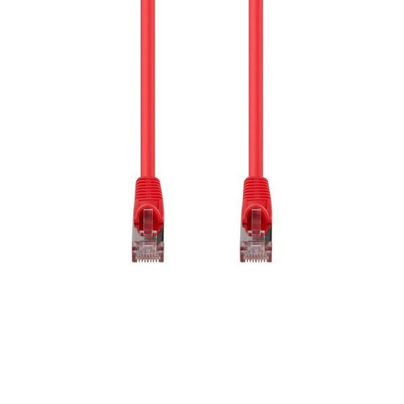 DYNAMIX 0.5m Cat6A S/FTP Red Slimline Shielded 10G Patch Lead. 26AWG (Cat6 Augmented) 500MHz with Gold Plate Connectors.