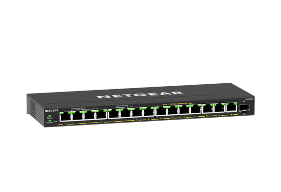 Netgear 16 Port Poe Gigabit Ethernet Plus Switch (Gs316Ep) - With 16 X Poe+ 180W - Desktop/Wall Mount