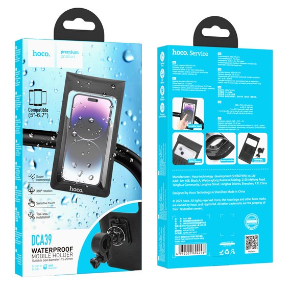 Hoco Waterproof Bike / Motorbike Phone Holder w/ Clear View  Universal Fit (DCA39)