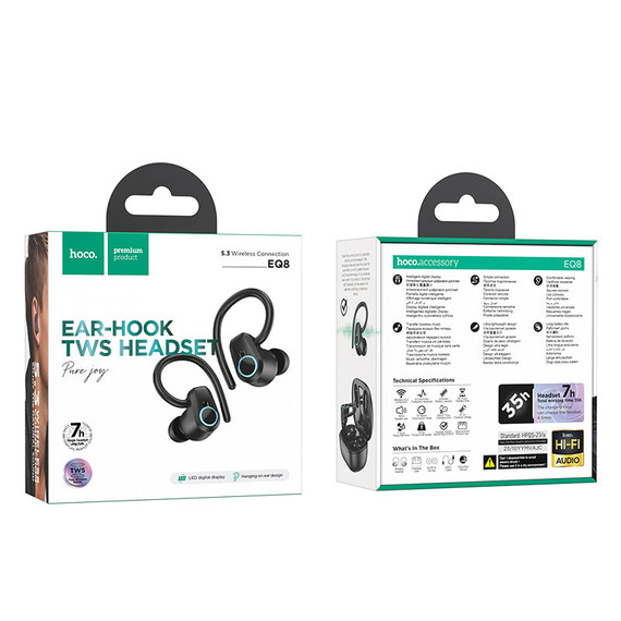 Hoco Wireless TWS Earbud w/ Battery % Display  Ear Hook (EQ8)